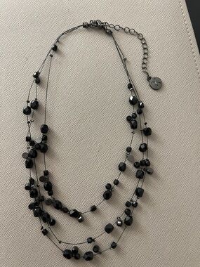 Multi-Strand Black Beaded Necklace - Unbranded